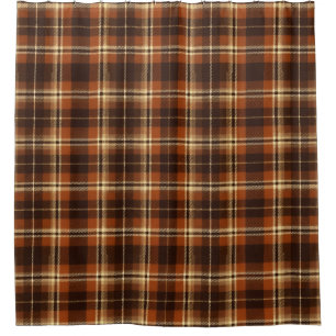 Rustic Harvest Autumn Tartan Plaid Orange & Brown Shower Curtain