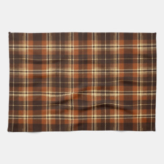 Rustic Harvest Autumn Tartan Plaid Orange & Brown Tea Towel