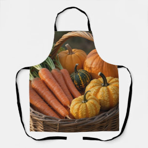 Rustic Harvest Basket Pumpkins Carrots Apron