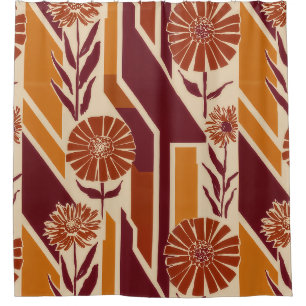 Rustic Harvest Floral Pattern in Earthy Tones Shower Curtain