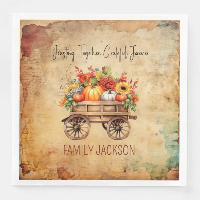 Rustic Harvest Napkin thanksgiving custom (Front)