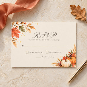 Rustic Harvest Pumpkin Autumn Wedding RSVP Card
