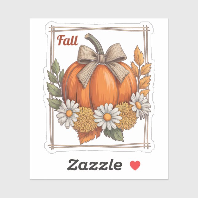 Rustic Harvest Pumpkin Daisies Chrysanthemums Fall (Sheet)