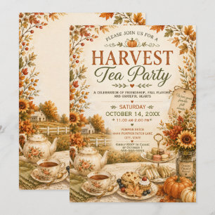 Rustic Harvest Tea Party Fall Autumn Invitation