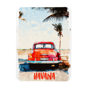 Rustic Havana Cuba Vintage Travel Watercolor  Magnet