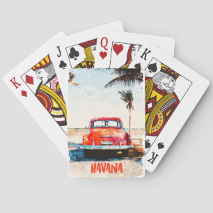 Rustic Havana Cuba Vintage Travel Watercolor Playing Cards