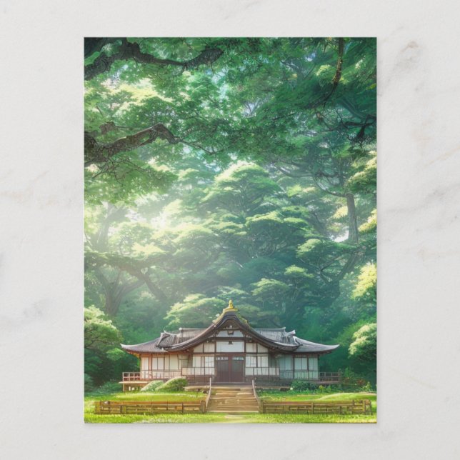 Rustic Haven, Wooden Japanese House Postcard (Front)
