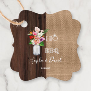 Rustic Hawaiian Floral Burlap Barn I DO Barbecue Favour Tags