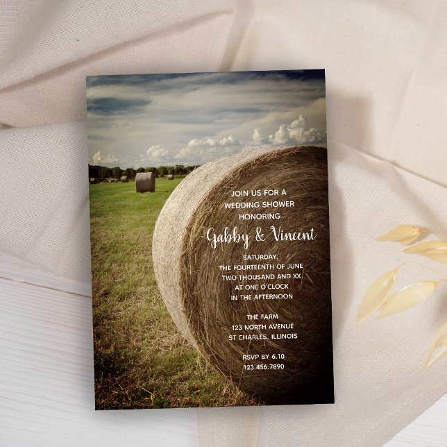 Rustic Hay Bales Ranch Wedding Shower Invitation (Creator Uploaded)