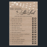 Rustic He said she said bridal shower game Flyer<br><div class="desc">Enjoy your bridal shower with these simple and cute games. Check out our collection for more bridal shower games in the same style. Please note that these games are not editable.</div>