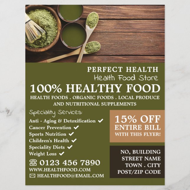 Rustic Health Food Store Advertising Flyer (Front)
