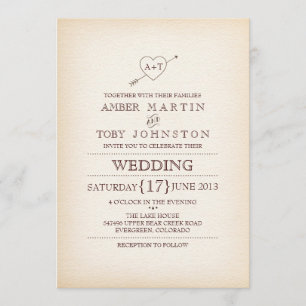 Rustic Heart & Arrow Wedding Invitation
