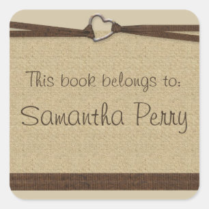 Rustic heart burlap customisable stickers