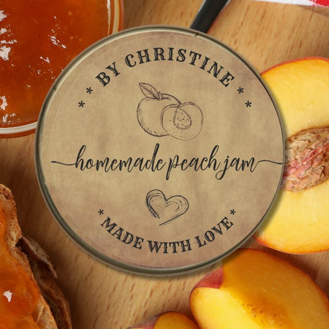 Rustic Heart Handmade With Love peach Jam Label  (Creator Uploaded)