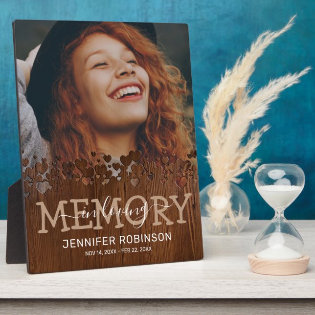 Rustic Heart Memorial Photo Plaque (Side)