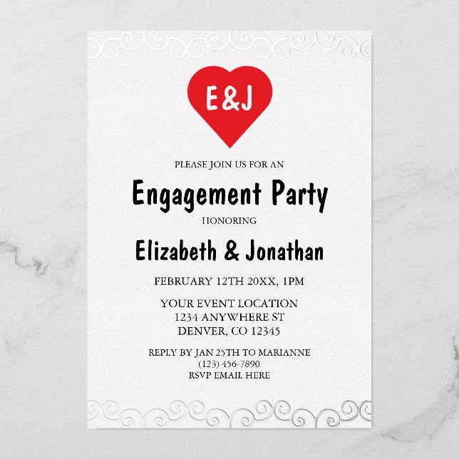 Rustic Heart Monogram Engagement Party (Front)