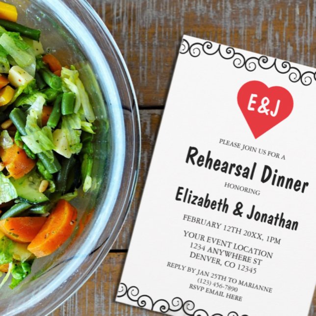 Rustic Heart Monogram Rehearsal Dinner Invitation (Creator Uploaded)