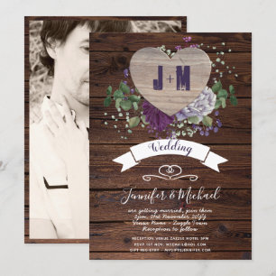 Rustic Heart PHOTO Wedding Invite Floral