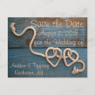 Rustic Heart Rope Wedding Save the Date Announcement Postcard