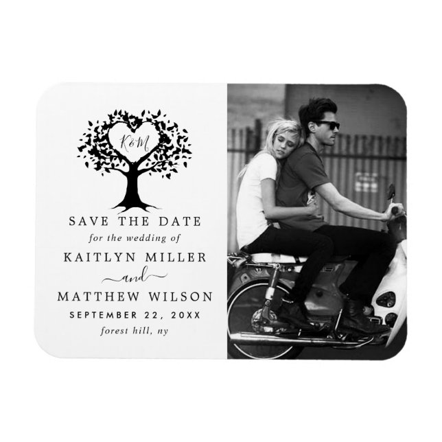 Rustic Heart Tree Wedding Photo Save The Date Magnet (Horizontal)