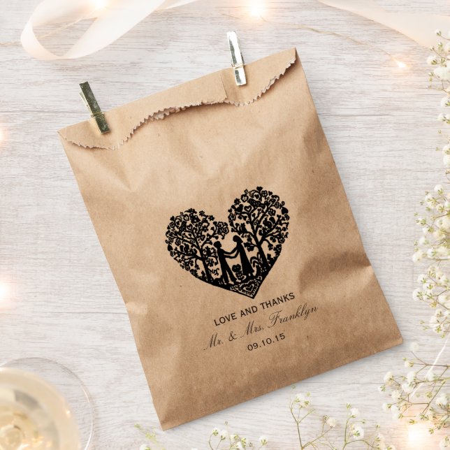 Rustic Heart Wedding Favour Bag (Clipped)