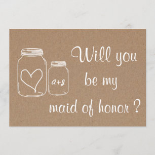 Rustic Heart Will You Be My Maid Of Honour ? Invitation