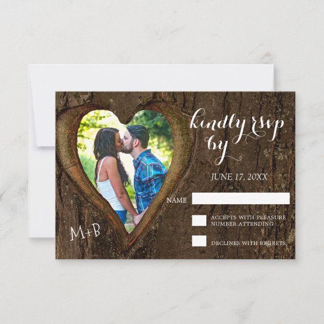 Rustic Heart with your Photo RSVP Card (Front)