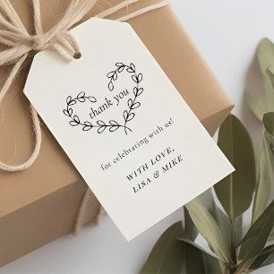 Rustic Heart Wreath Wedding Thank You Gift Tags