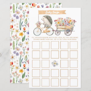Rustic Hedgehog Baby Shower Bingo Game Card