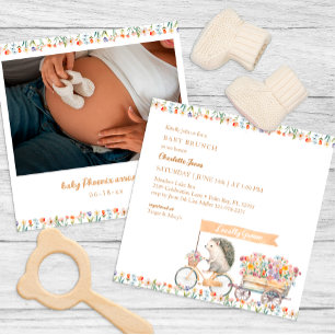 Rustic Hedgehog Baby Shower Photo Invitation