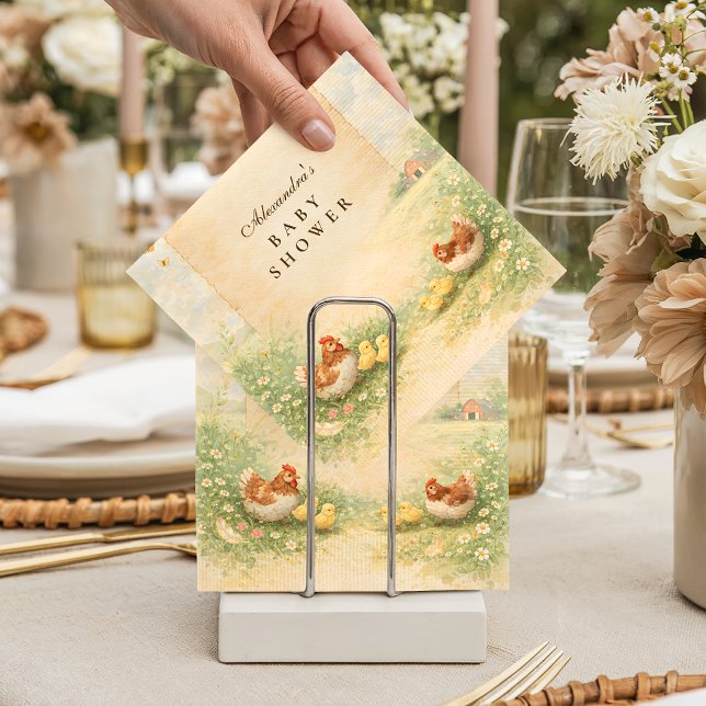 Rustic Hen and Chicks Baby Shower Napkin (Creator Uploaded)