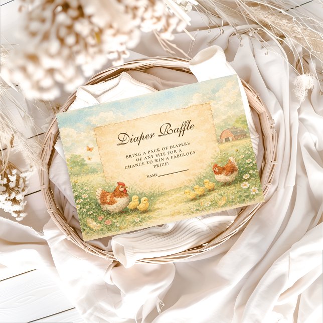 Rustic Hen and Chicks Diapper Raffle Enclosure Card (Creator Uploaded)