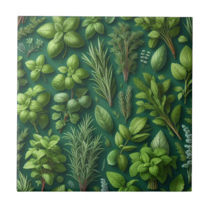Rustic Herbs Farmhouse Kitchen Decor Ceramic Tile