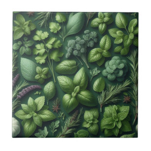 Rustic Herbs Farmhouse Kitchen Decor Ceramic Tile