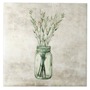 Rustic Herbs in Vintage Jar Tile
