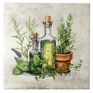 Rustic Herbs & Spices in Bottles & Pots  Tile