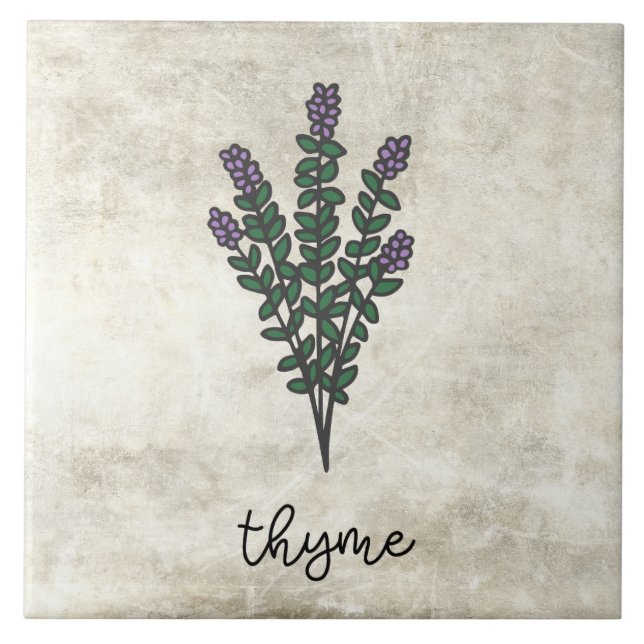Rustic Herbs Thyme Farmhouse Tile (Front)