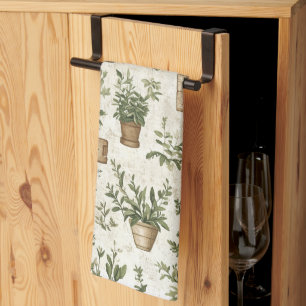 Rustic Herbs Vintage Cottage Tea Towel