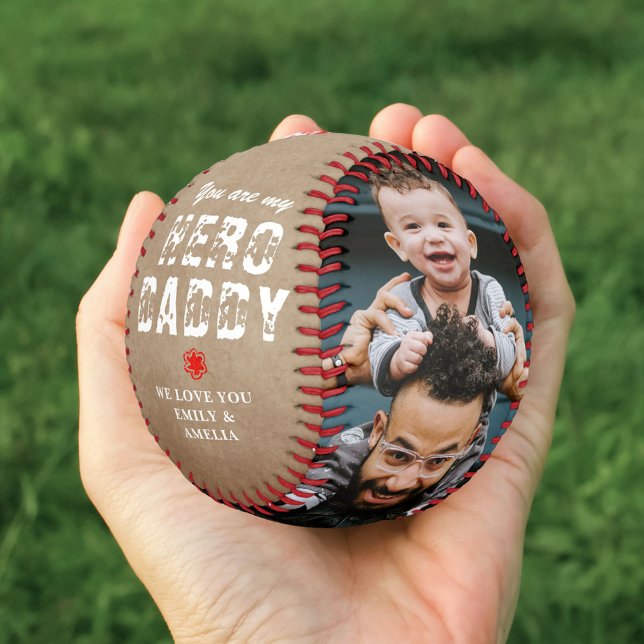 Rustic Hero Daddy Father`s Day 2 Photo Collage  Baseball (Creator Uploaded)