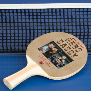 Rustic Hero Daddy Father`s Day 2 Photo Collage  Ping Pong Paddle