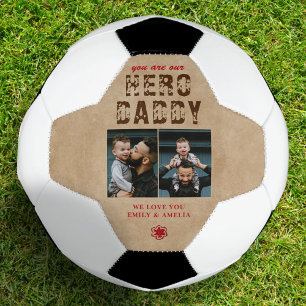Rustic Hero Daddy Father`s Day 2 Photo Collage Soccer Ball
