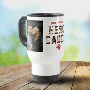 Rustic Hero Daddy Father`s Day 2 Photo Collage Travel Mug