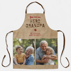 Rustic Hero Grandpa Father`s Day 2 Photo Collage Apron