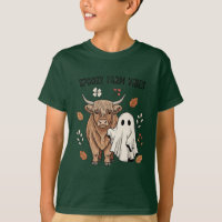Rustic Highland Cow and Ghost Halloween Art | Vint