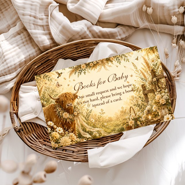 Rustic Highland Cow Boho Books for Baby Enclosure Card (Creator Uploaded)