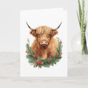 Rustic Highland Cow Christmas Holiday Card