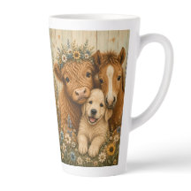 Rustic Highland Cow, Foal & Puppy Floral