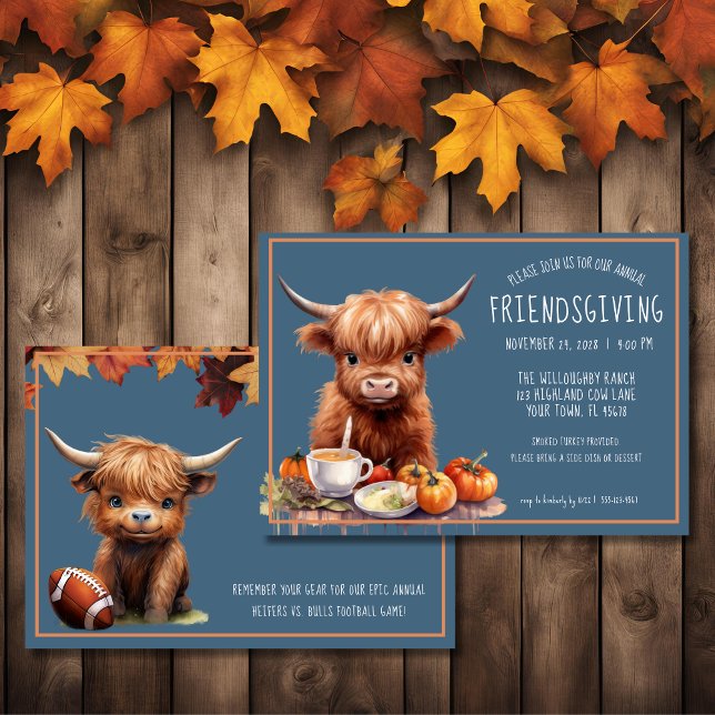 Rustic Highland Cow Friendsgiving Invitation (Creator Uploaded)