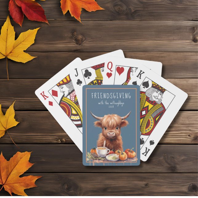 Rustic Highland Cow Friendsgiving  Playing Cards (Creator Uploaded)