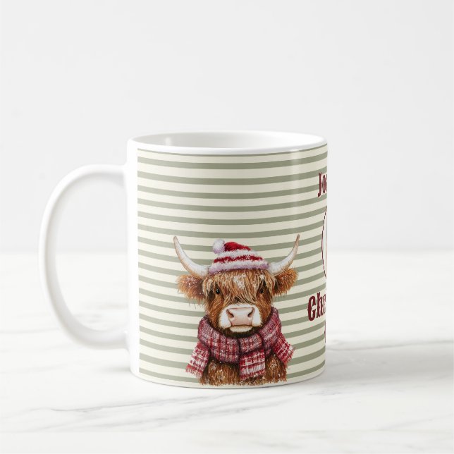 Rustic Highland Cow Holiday Photo Frame Mug (Left)